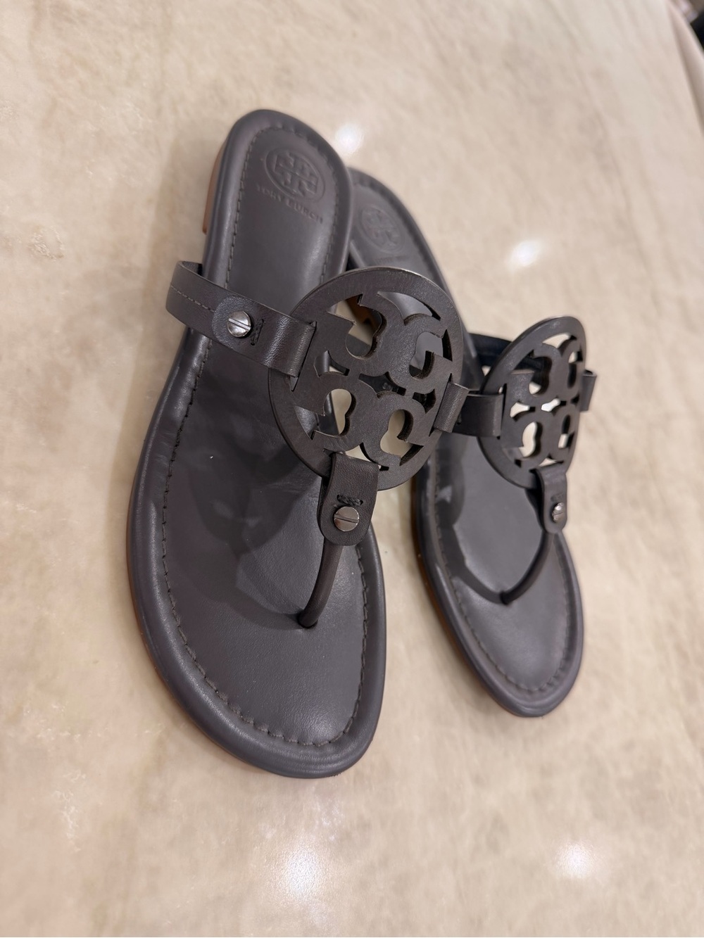 Tory Burch Brown Miller Cutout Thong Sandals - Picture 2 of 2